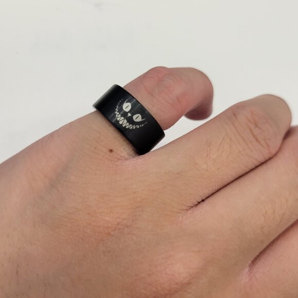 Alice Wonderland Cheshire Cat Black Tungsten Ring Size 5 - Picture 4 of 6